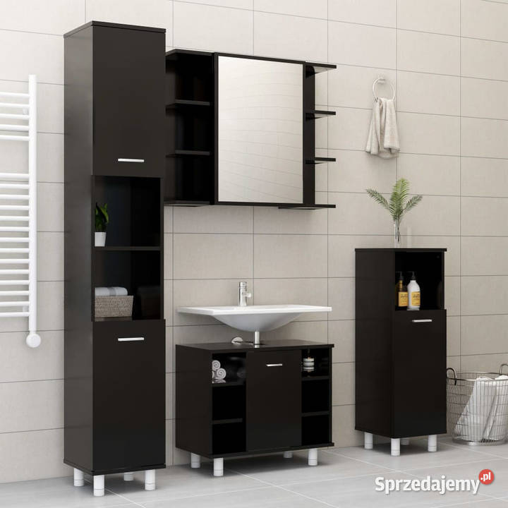 Szafka łazienkowa czarna 30x30x179 materiał Warszawa
