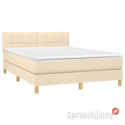 vidaXL Łóżko kontynentalne z materacem kremowe Dom i Ogród Warszawa