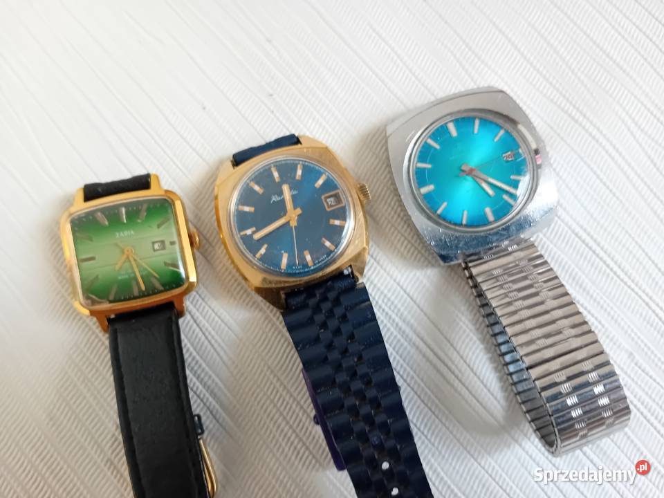 Trzy stare zegarki Rakieta Zaria i Mister Anker Giżycko