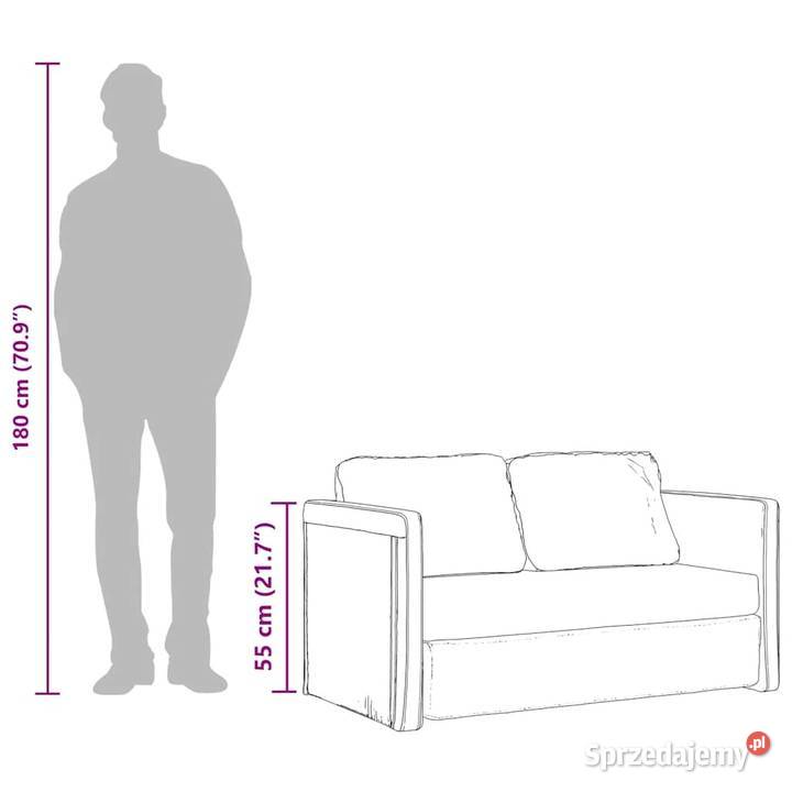 Sofa podłogowa 2w1 jasnoszara 122x204x55 aksamit Wschowa