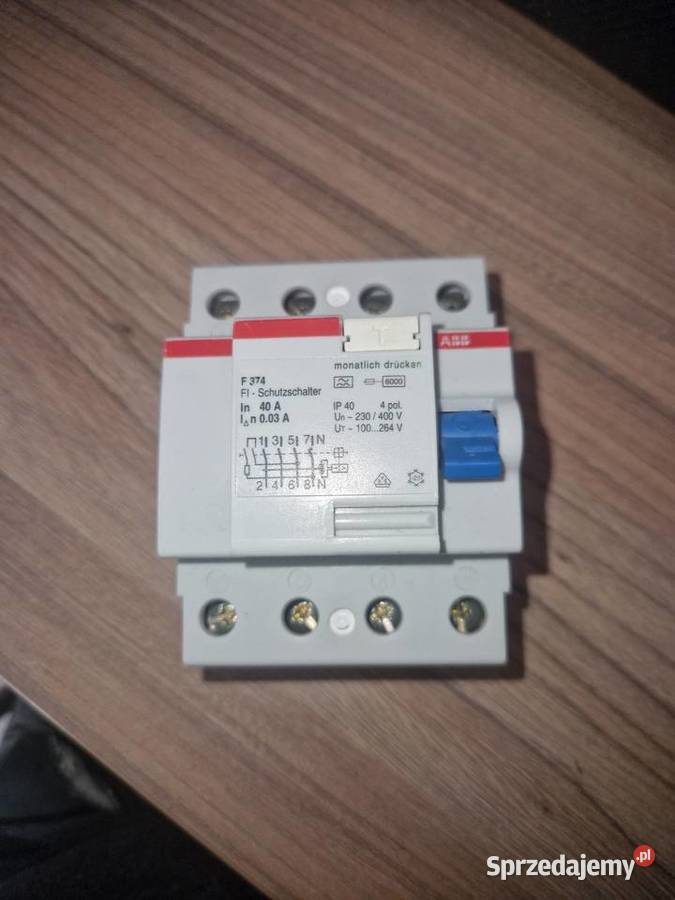ABB F374 AC 40A 30mA 4P różnicówka RCD Zabezpieczenia i rozdzielnice Wieprzec