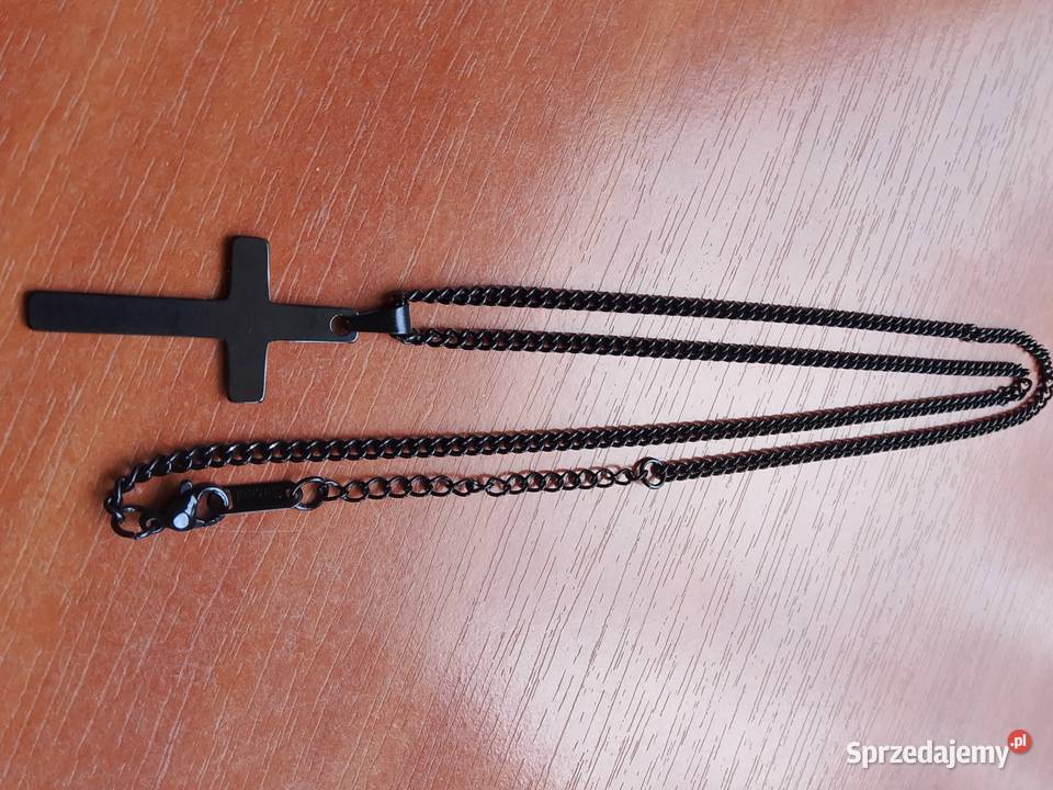 Łańcuszek z krzyżykiem czarny wyjątkowy design Legionowo