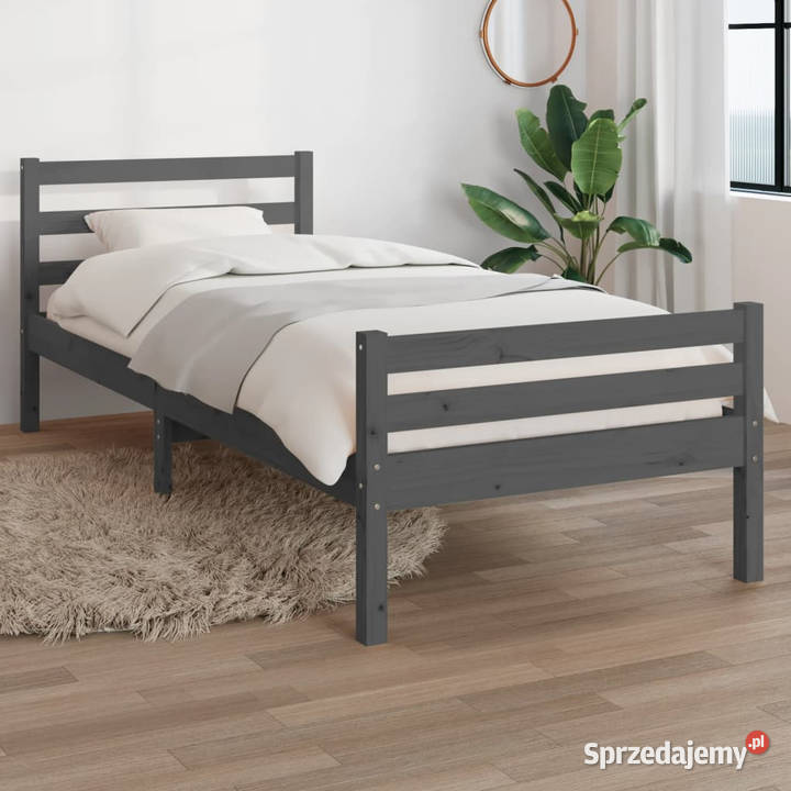 Rama łóżka szara lite drewno 100 x 200 WM814811 69cm