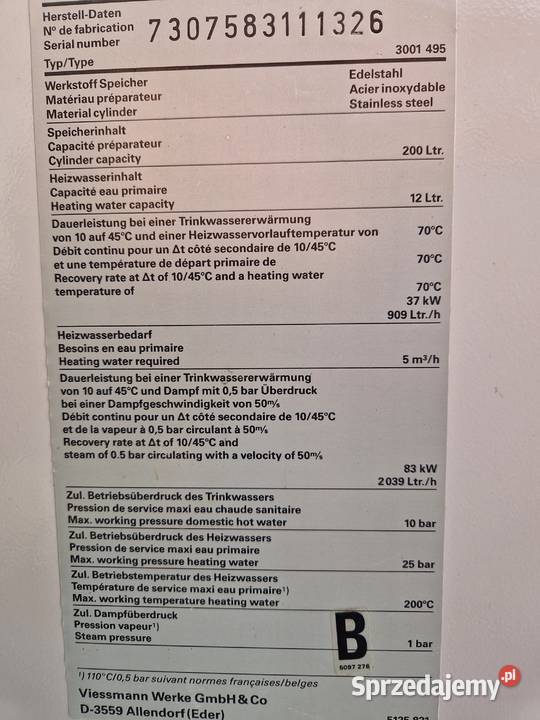 Bojler Nierdzewny Viessmann wężownica 200l Zborowskie