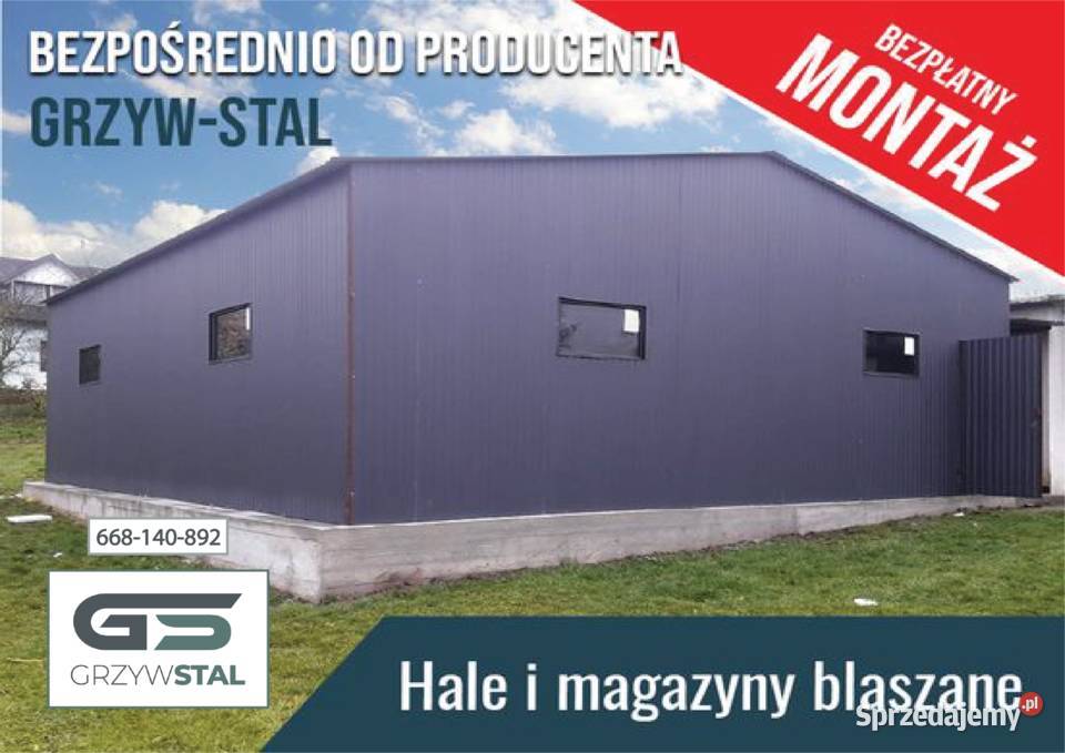 Grafitowy Garaż Blaszany 8x9m - Blaszak - Magazyn , Hala – GRZYWSTAL