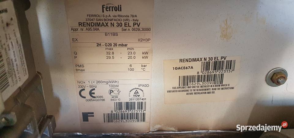 Piec Gazowy FERROLI stojący 30KW lubelskie sprzedam