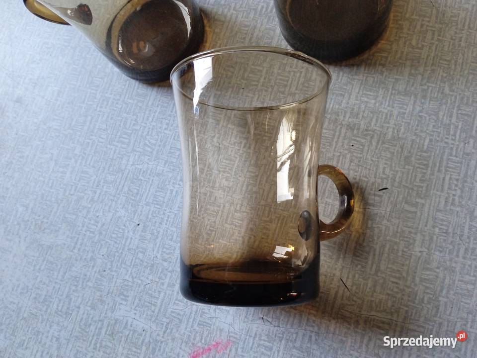 Komplet 6 szklanek grafitowych PRL Porcelana i szkło Koźminek