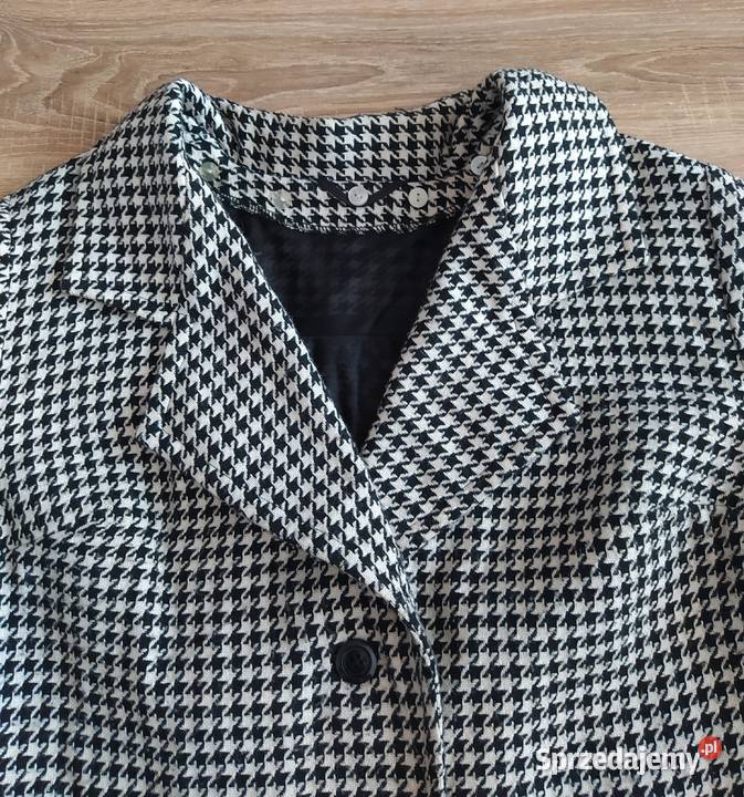 Płaszcz damski KRATA czarno biały Hajnówka