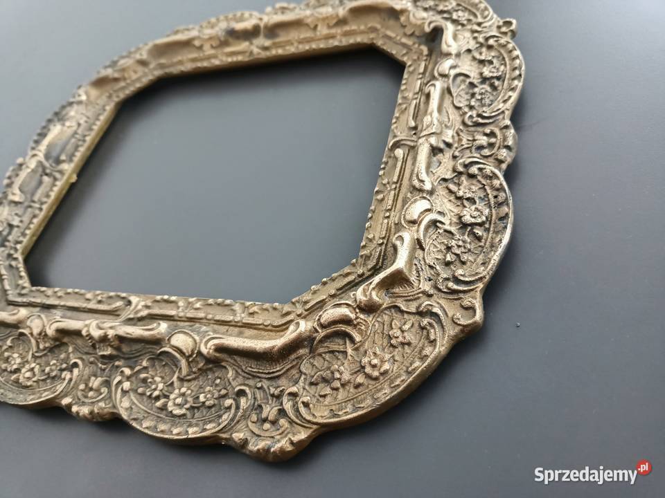 Stara ramka mosiężna przełom XIX XX wieku ok Rzeszów