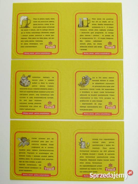 Podkładki TYSKIE Opowieści piwne komplet 6 wafle Katowice
