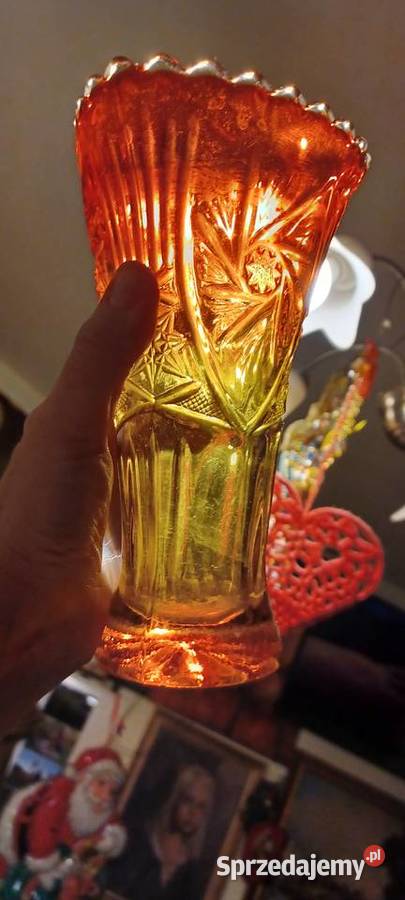 szklany wazon Rozety lata 70 te PRL 185