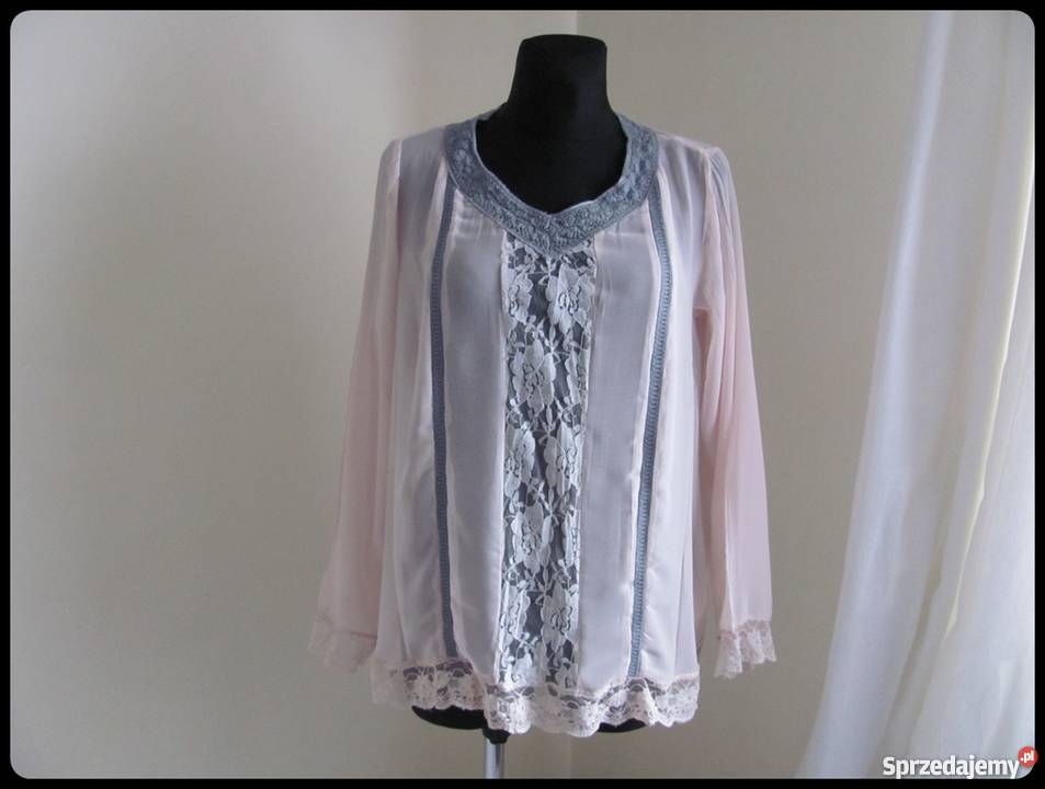 Bluzka mgiełka z koronką półprzezroczysta