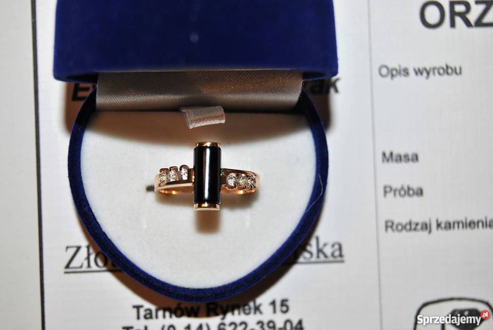 Okazja Sprzedam złoty pierścionek z Onyksem Zegarki i Biżuteria Tarnów