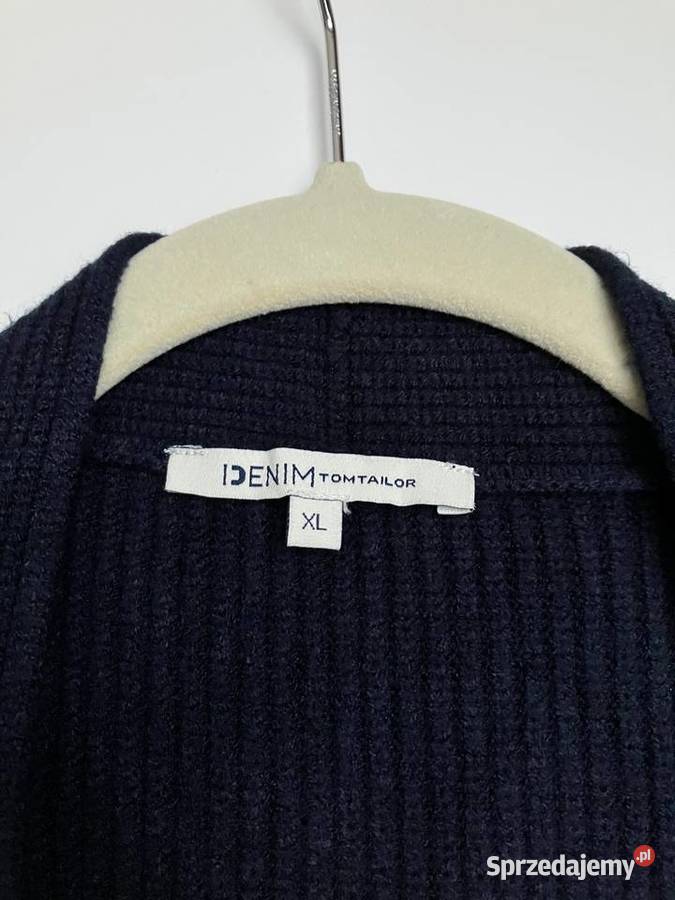 Granatowy bawełniany sweter kardigan Tom Tailor Nisko