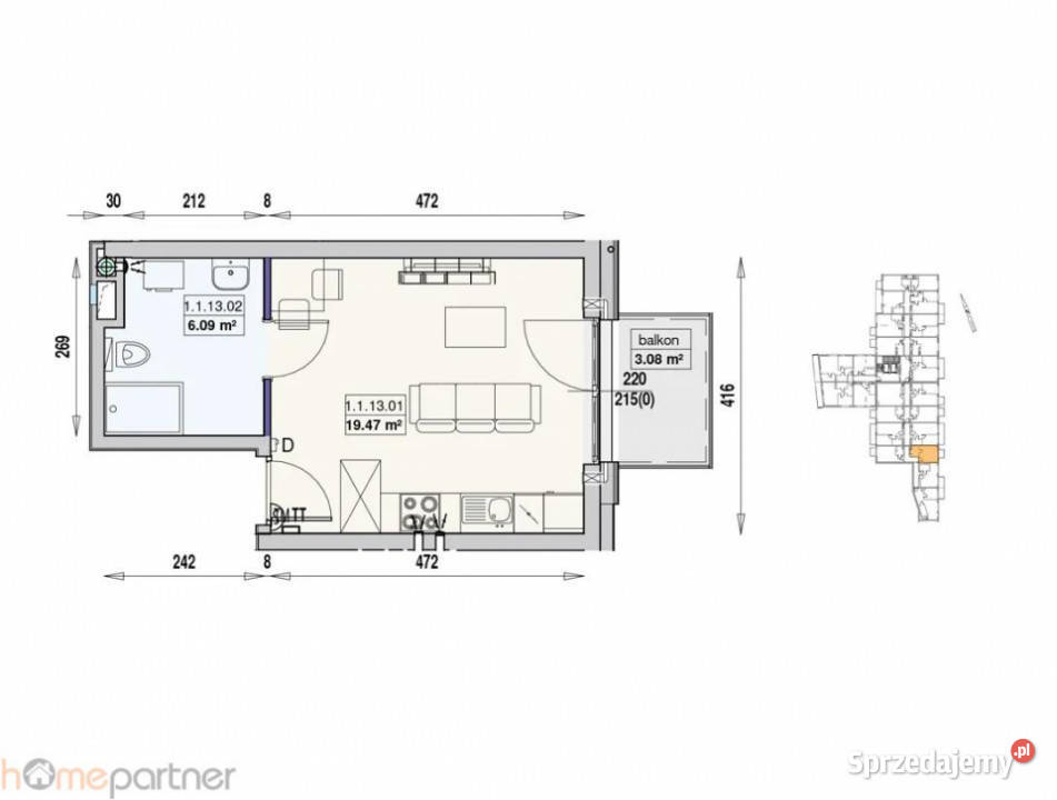 Mieszkanie Wrocław 2556m2 1 pokój własność