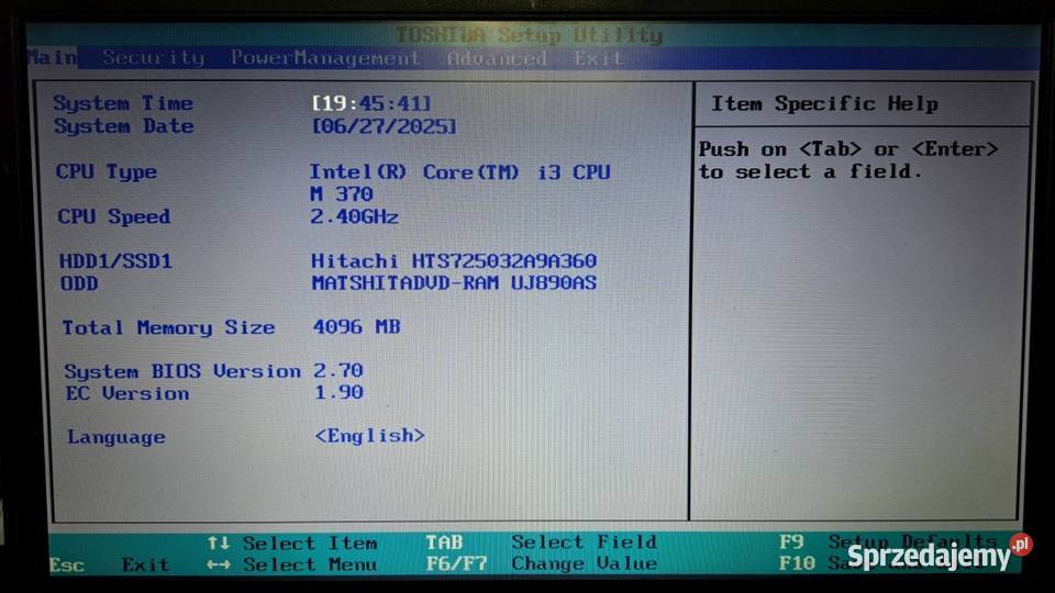 Laptop TOSHIBA Tecra A1119E 156 Intel Core i3 Dodatkowe wyjście VGA Elektronika Zielona Góra