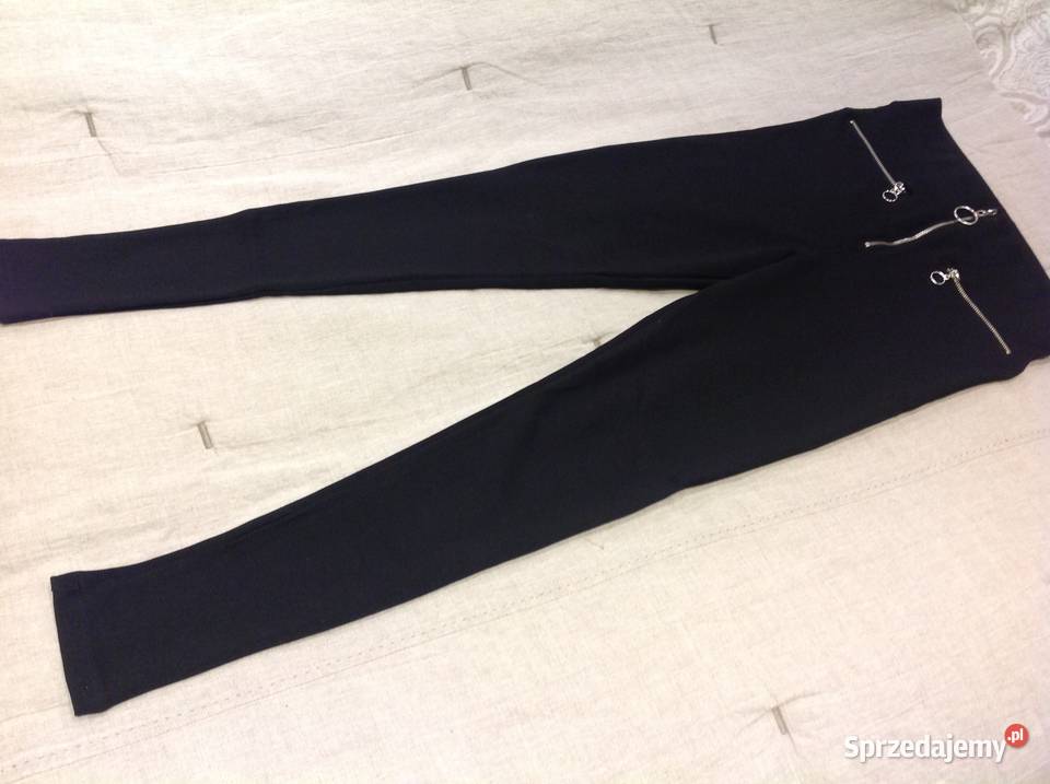 Czarne legginsy z zamkami r S j nowe Rozmiar 36(S) Odzież damska