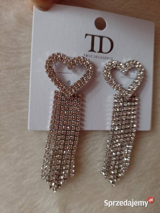 Długie Bogato zdobione kolczyki ślubne z sprzedam