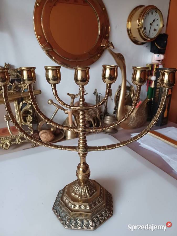 Świecznik mosiężny menora Poznań
