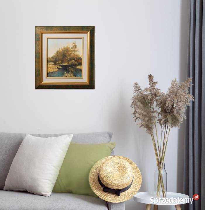 Pejzaż las rzeka obraz olejny malowany M Lublin sprzedam