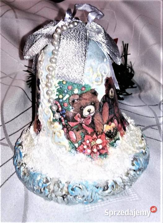 Dzwonek duży styropianowy handmade decoupage Święta