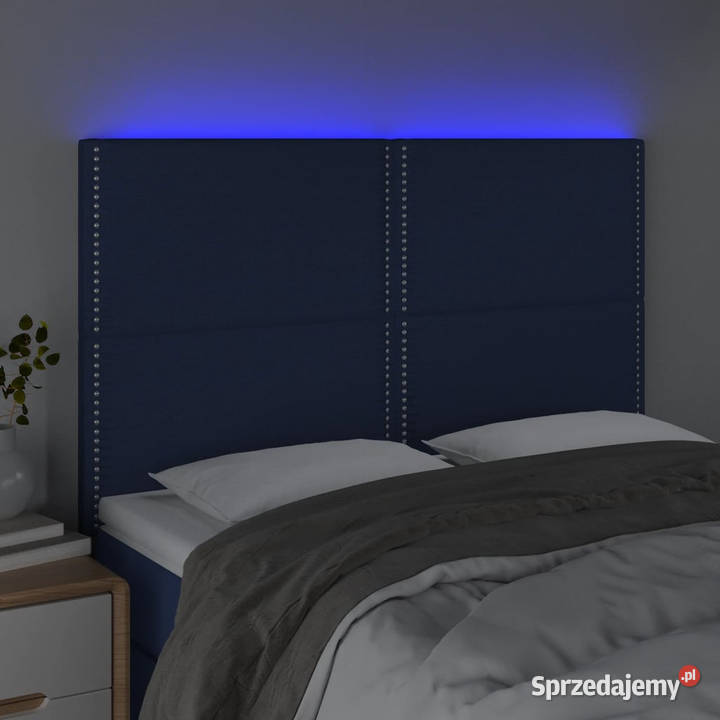 Zagłówek do łóżka z LED niebieski 144x5x118128 Ramy i stelaże Warszawa