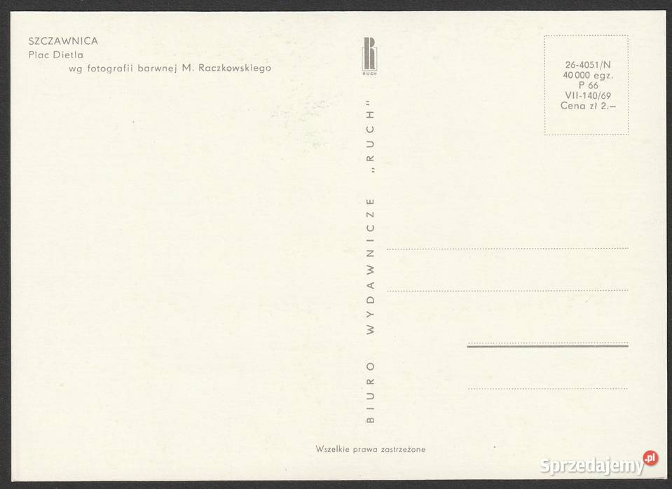SZCZAWNICA PLAC DIETLA 1969 BEZ OBIEGU Kolekcje