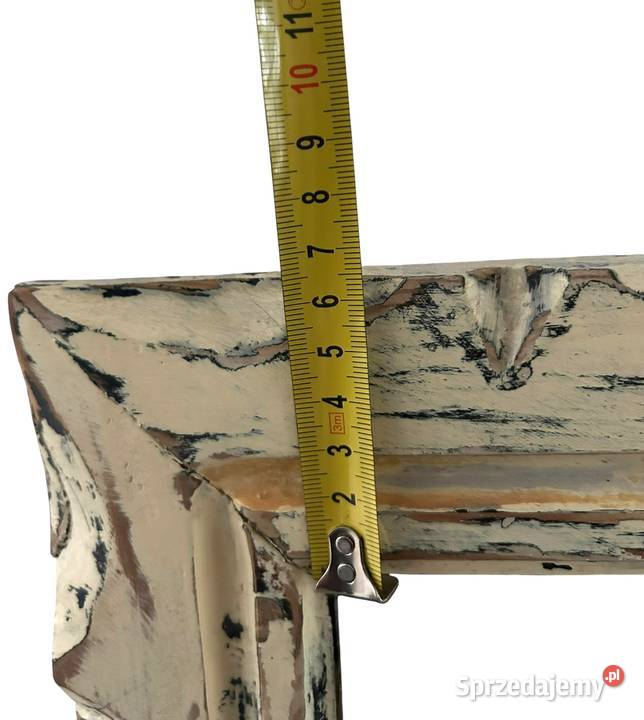 Vintage PRL masywne rustykalne lustro z litego