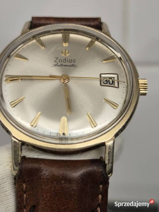 Złocony zegarek automatyczny vintage Zodiac