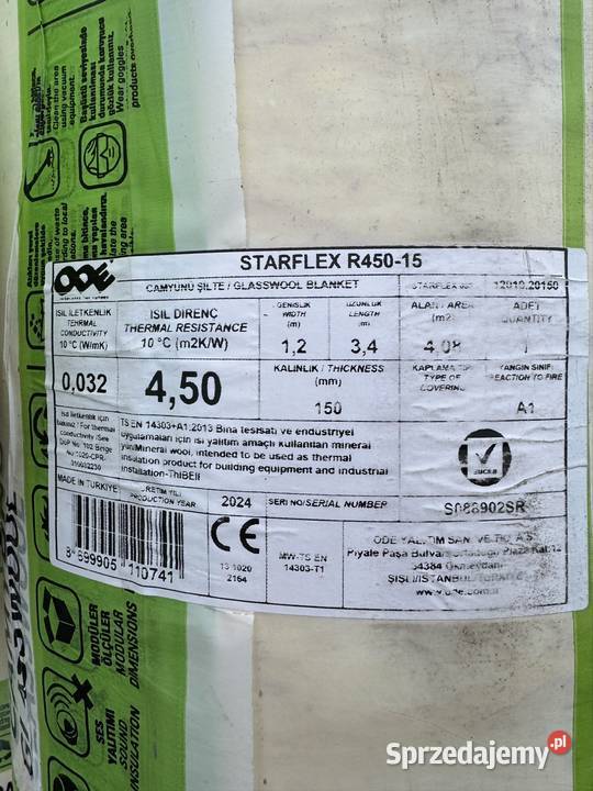 Wełna szklana żółta Starflex grubość 15 lambda