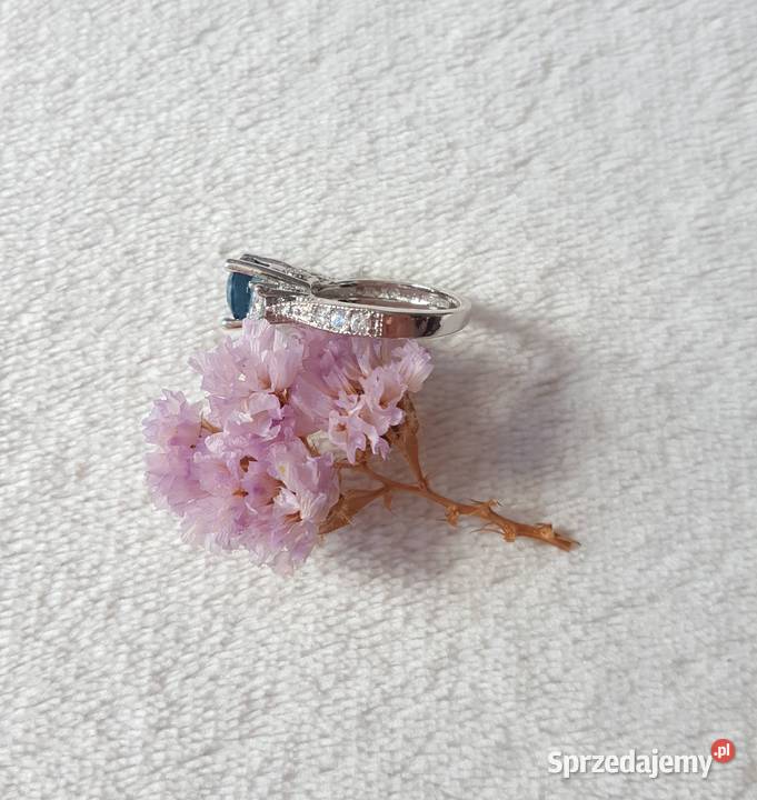 Nowy pierścionek srebrny kolor niebieska morska Szczecin sprzedam