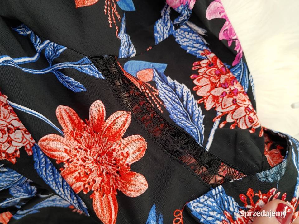 Sukienka Kwiatowy Print ala koszulowa oversize S kolorowy