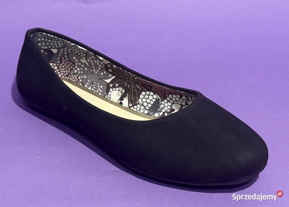 Czarne gładkie baleriny rozmiar 38 AKS5 skóra ekologiczna Żyrardów