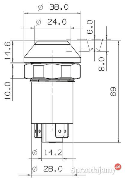 Przełącznik przyciskowy lamp roboczych okrągły Kamionna