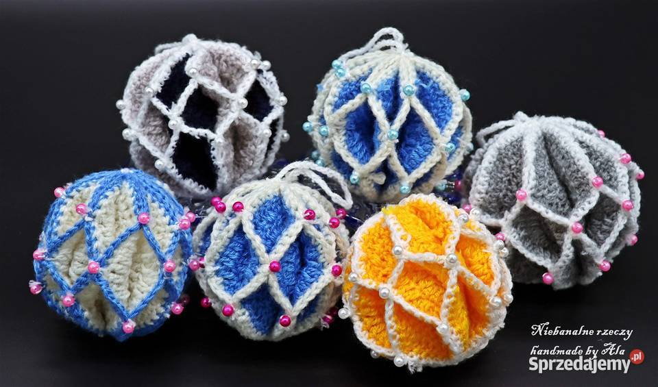 Bombki z włóczki na szydełku bombka Boże Rękodzieło Antyki, Sztuka, Kolekcje