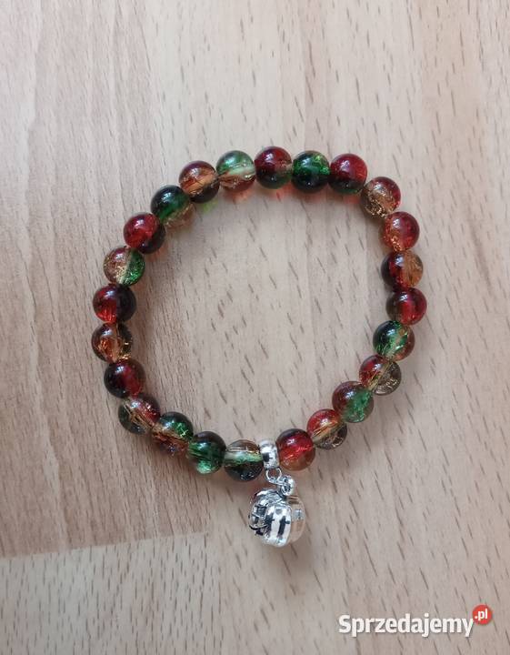 Bransoletka ze szklanych koralików z zawieszką śląskie Sosnowiec