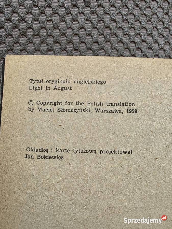 William Faulkner Światłość w sierpniu małopolskie Kraków sprzedam