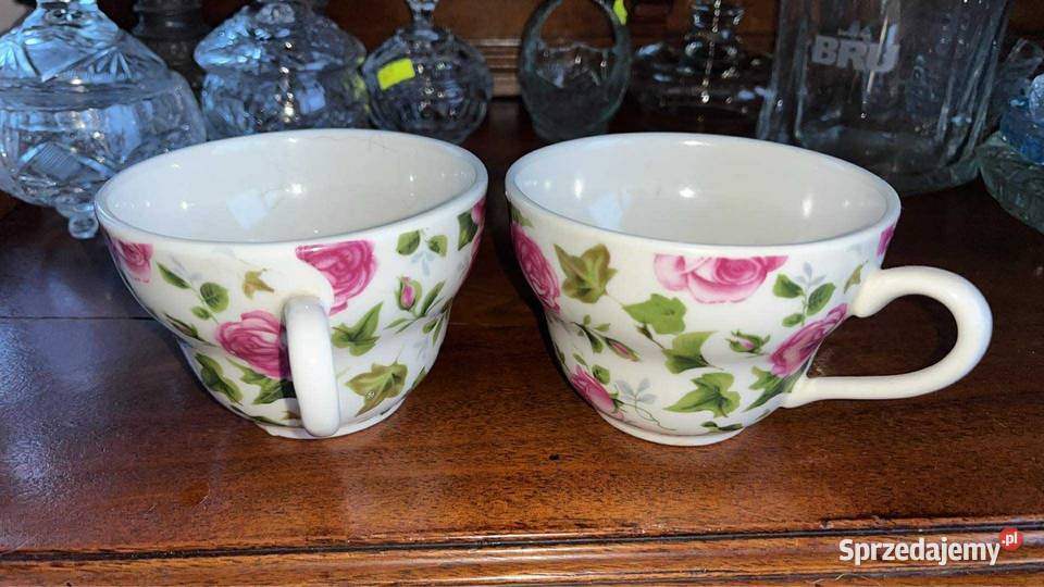 2 Duże FILIŻANKI z różami 400 ml Bez sygnatury pomorskie Gdańsk sprzedam