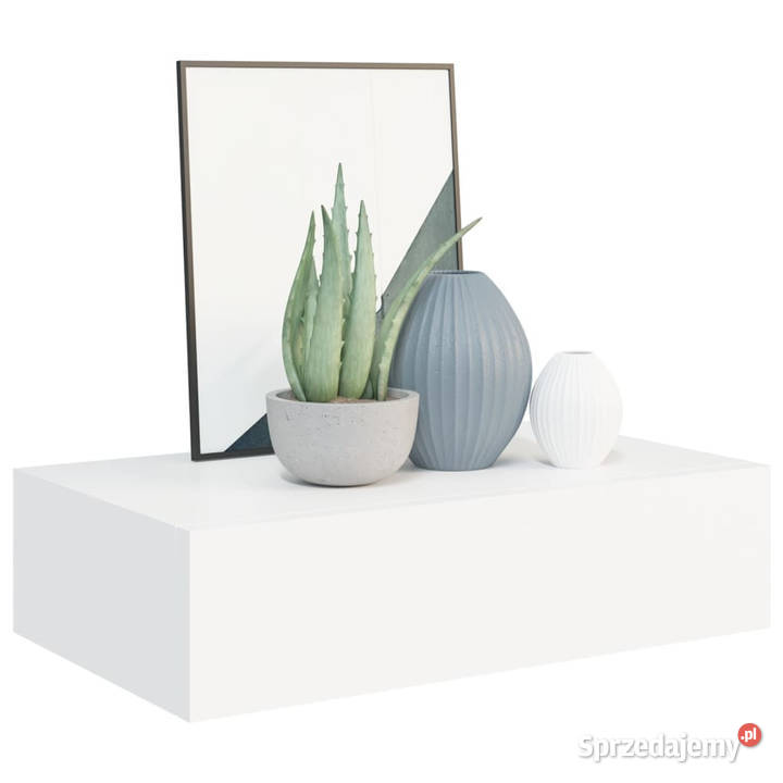 Półki ścienne z szufladą 2 białe 40 x 235 x 10 Warszawa