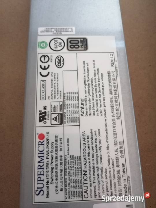 Nowy zapakowany Supermicro pws2k02p1R 2000W 2000W Sokołów Podlaski sprzedam