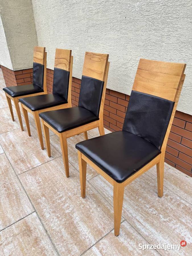 Krzesła drewniane nowoczesne stylowe skóra Sulbiny