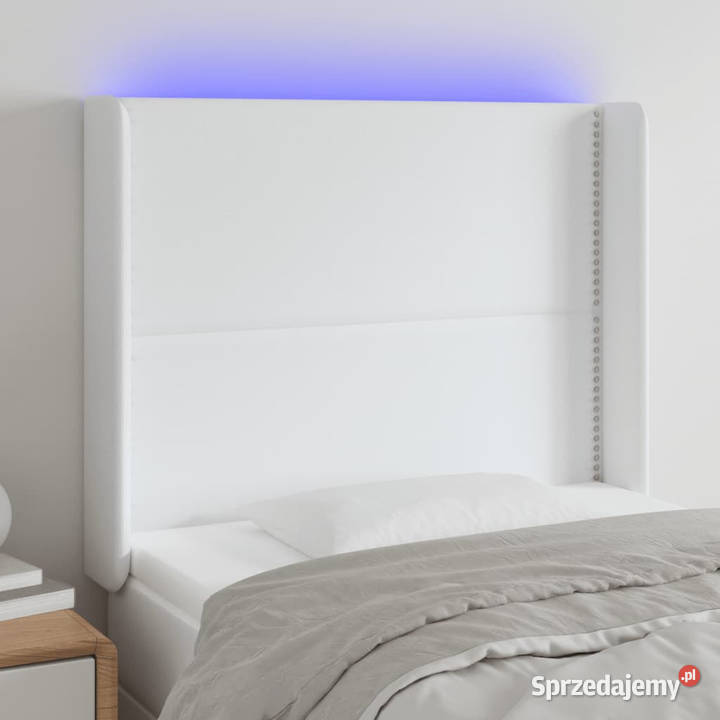 Zagłówek do łóżka z LED biały 93x16x118128 mazowieckie sprzedam