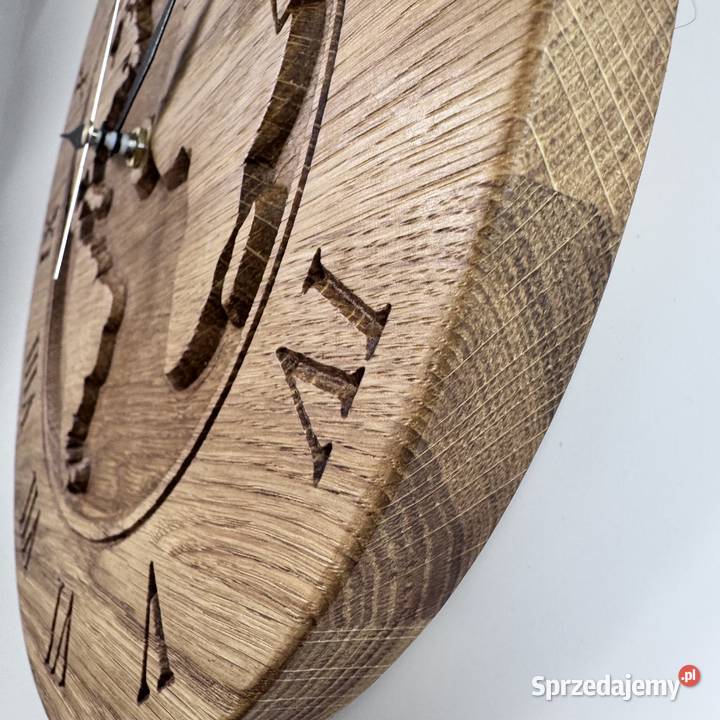 Dębowy zegar ścienny 30 Mapa Świata Cichy drewno Zegary mazowieckie Trzcinka