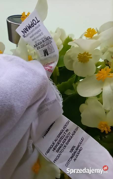 Biały tshirt z wywijanym rękawem uniseks rozmiar Radzyń Podlaski
