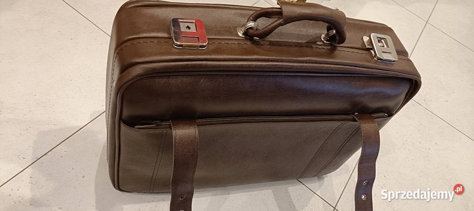 Ładna skórzana torba podróżna vintage PRL Antyki