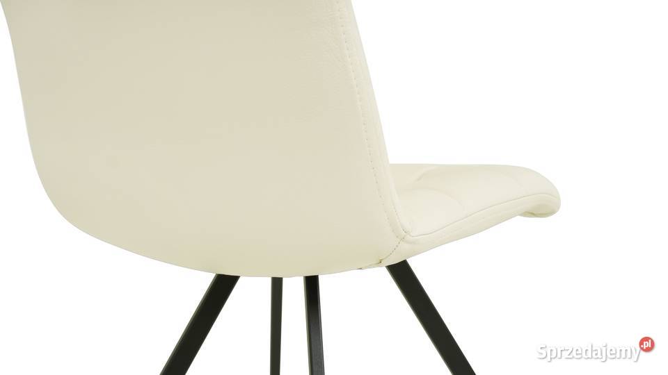 Krzesło Axel pikowane w kremowej skórze kujawsko-pomorskie Toruń