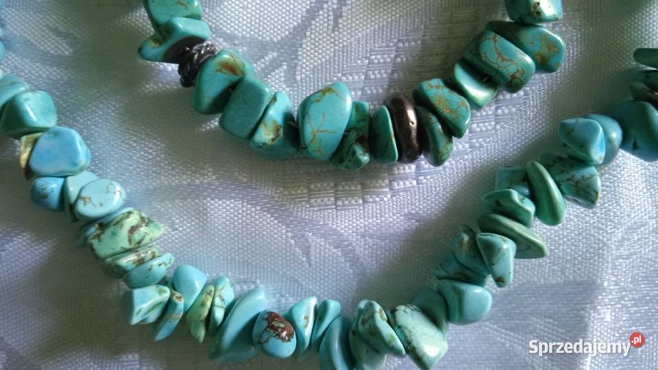 KOMPLET BIŻUTERII Z NATURALNYCH TURKUSÓW