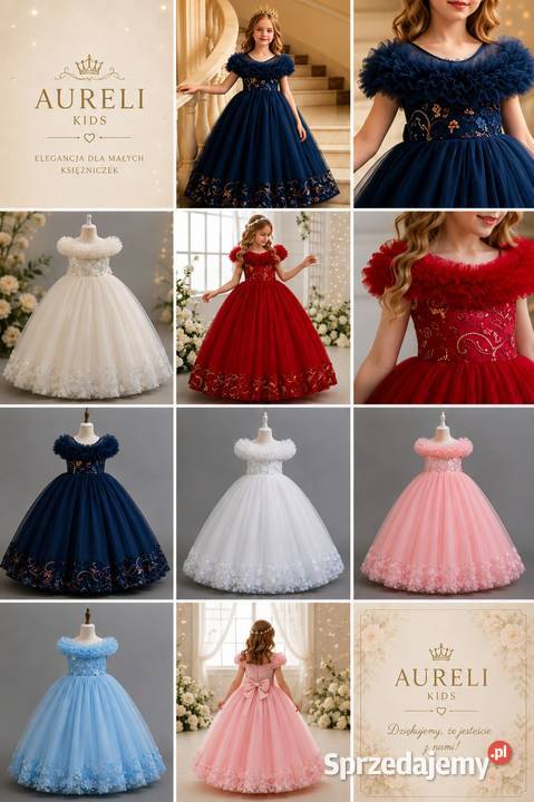 Eleganckie sukienki dziewczynek 110160 Wesele Rozmiar 130 Tarnów