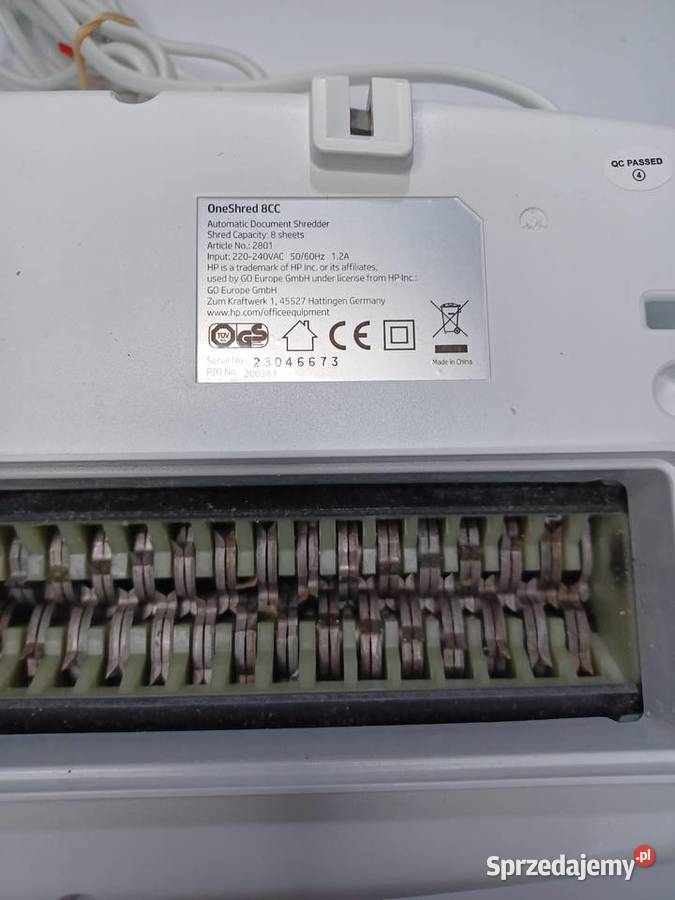 Niszczarka HP OneShred 8CC Legnica sprzedam