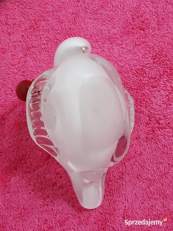 Szklana figurka Łabędź pojemnik pasterka vintage lubelskie Biłgoraj